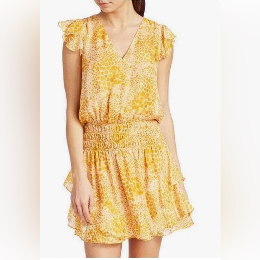 Ramsey Brook Simone NWT Animal print mini dress in yellow print new with tags.